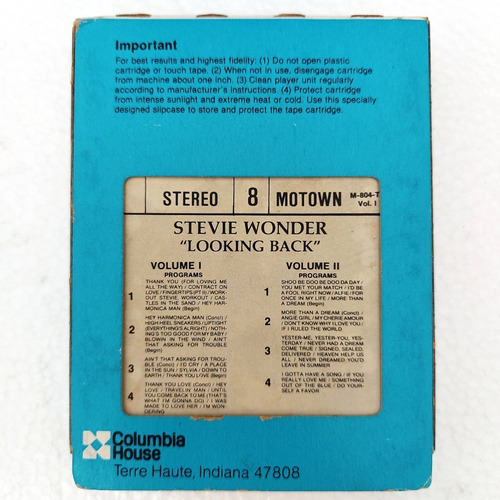 Stevie Wonder - Looking Back Vol.1 Importado Usa 8-tracks