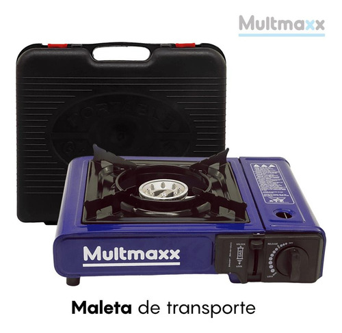 Fogareiro Portátil Acampamento A Gas Maleta Azul Multmaxx