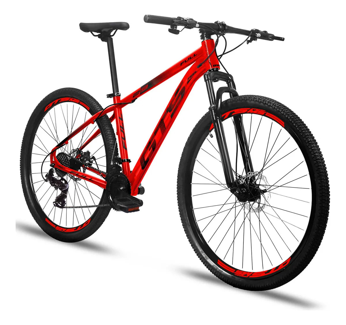 Bicicleta Aro 29 Gts Feel Full 24 Marchas Freios A Disco Cor Vermelho Tamanho Do Quadro 17