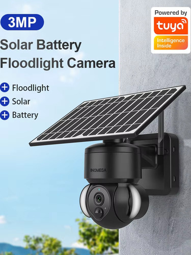 Câmera Ip Solar Tuya 3mp Vigilância Wi-fi Externa C/ Bateria Preto