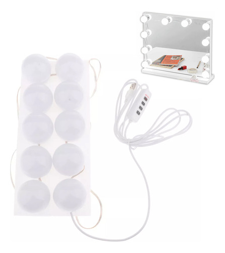 Juego De 10 Bombillas Led Ajustables Para Espejo De Tocador