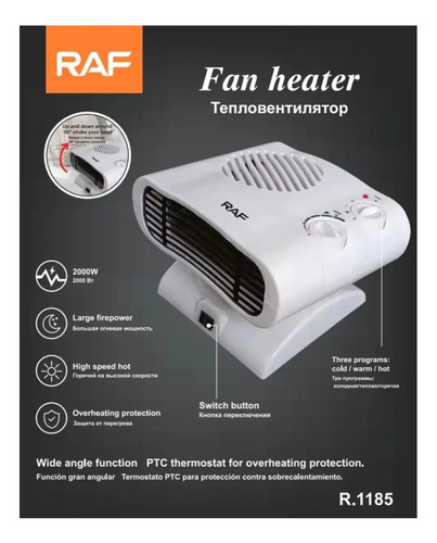 Calefactor Termoventilador 2000w Blanco R1185 Raf