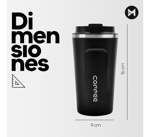 Imagen 7 de 9 de Vaso Térmico Para Café De Acero Inoxidable 510 Ml Premium