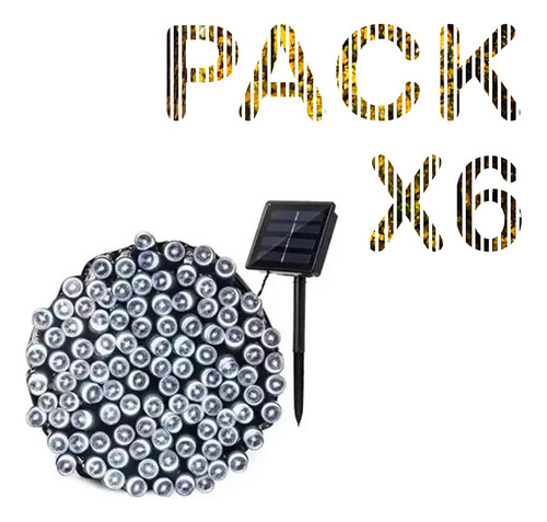 Pack X6 Guirnalda Luces Solares Navidad 10 Metros 100 Led