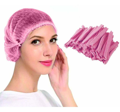 Gorros Desechables Rosados 100und Plisados. Tienda Física 