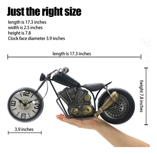 Reloj De Mesa Aorotoe, Diseño Vintage De Motocicleta, Metal