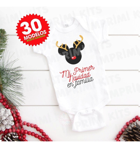 Plantillas Bodys Primer Navidad Bebés Remeras 30 Diseños