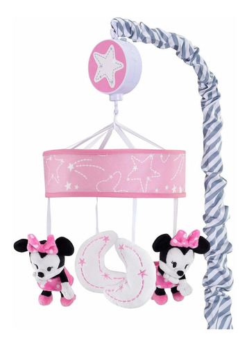 Disney Baby Minnie Mouse Musical Cuna Móvil, Rosa  Gri...