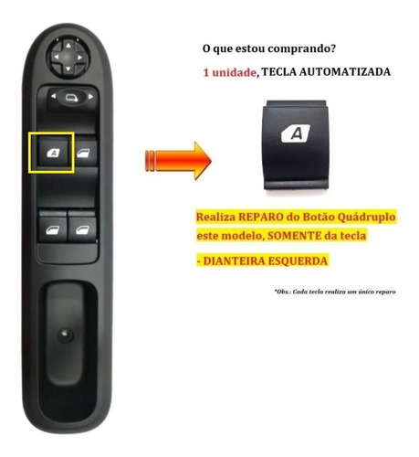 Tecla Reparo Botão Vidro Elétrico Automatizado C3 Aircross