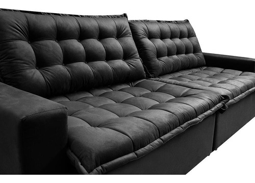 Sofá Retrátil Reclinável e Cama 2,35m Cama inBox Flex Suede Velusoft Preto
