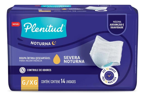 Fralda Geriátrica Plenitud Noturna Incontinência 14 Unid Tamanho G/xg