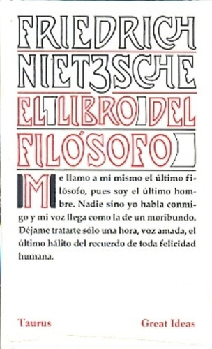 Libro Del Filosofo, El - Friedrich Nietzsche