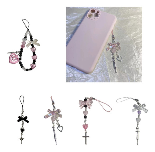 (2 #mold) Pingente Heart Cross Bead, Alças De Telefone, Bols