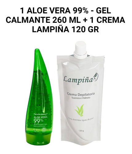 1 Aloe Vera - Gel Calmante 260ml + Crema Depiladora Lampiña