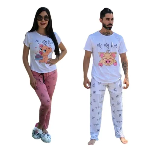 Pijama Pareja De Pantalon Cerditos Cuotas sin inter s