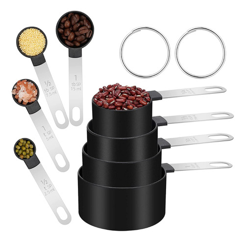 Tazas Cucharas Medidoras Set Medidora Acero Inoxidable 8pz C