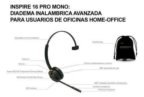 Diadema Bluetooth Mono Cancelación Ruido Sin Adaptador Usb