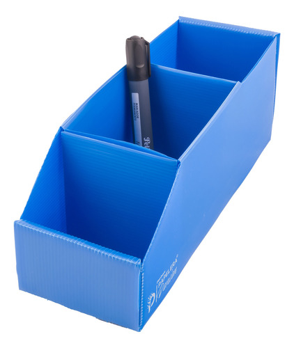 Caja Repuestera Gaveta Plástica Multiuso N°4 30x10x11 Con Divisiones Pack 10 Unidades Plana 855 Azul