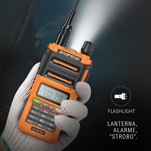Imagem 7 de 10 de Rádio Ht Baofeng Uv-9r Pro Uhf Vhf Ip68 10w Uv 9r Laranja