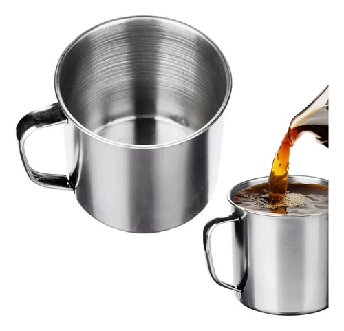 Caneca De Aço Inox 300 Ml Com Alça / Caneca Para Café E Chá