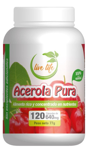 Acerola Pura 120cap 640mg Live Life Envio Gratis