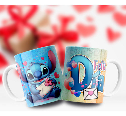 Diseños Stich Enamorados Para Tazas 14 De Febrero Sublimacio