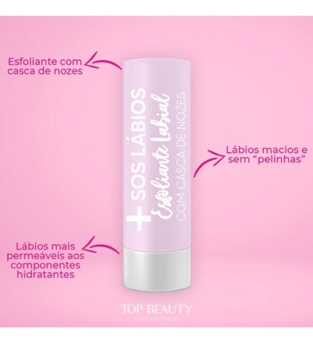 Lip Balm Esfoliante Com Casca De Nozes Top Beauty