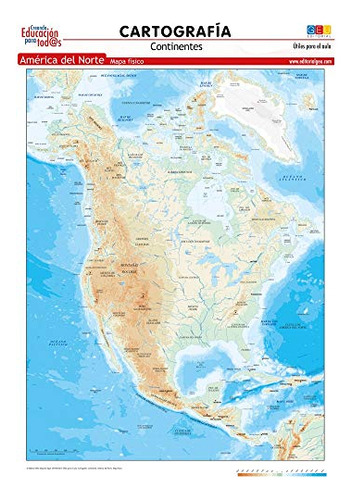 Mapa De América Del Norte. Físico | Láminas Didácticas | Mat