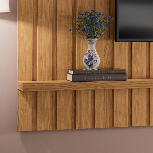 Painel Ripado Quarto Sala Tv 70 Pol 200cm Conect Cinamomo