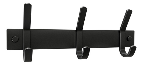 Perchero De Pared Negro Con 3 Ganchos Dobles Acero Inoxidabl
