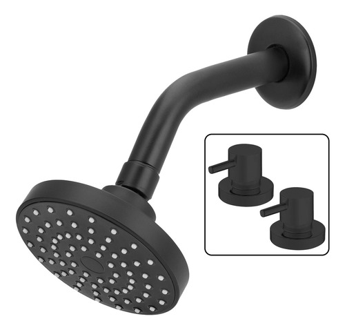 Chuveiro Ducha Redonda Área Externa Com 2 Acabamentos Luxo Acabamento Fosco Cor Preto