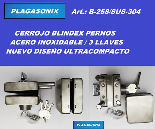 Imagen 8 de 10 de Cerrojo Cerradura Puerta Vidrio Blindex Antipanico B-258