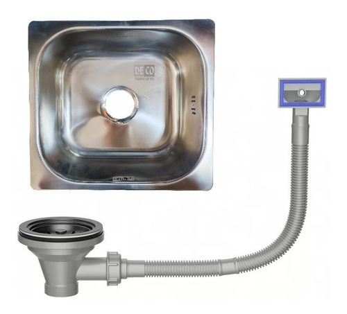Imagen 4 de 9 de Pileta Vindex Simple Sobreponer + Válvula Canastilla Y Sifon