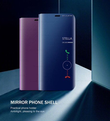 Funda De Piel Con Tapa Smart View Mirror Para Samsung Galaxy S25 Plus S25 Ultra S25 Edge Con Función Atril Magnética