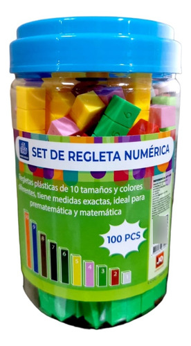 Regletas Cuisenaire Plástica Numerada X100 Matemáticas 1005