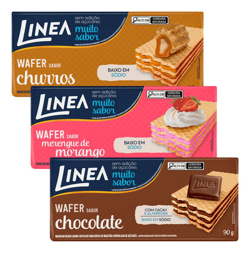 Wafer Zero Açúcar 90g Sabores - Linea