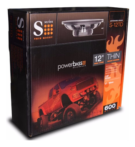Subwoofer Plano Power Bass S-12td Doble Bobina 12 PuLG 600w Color Negro