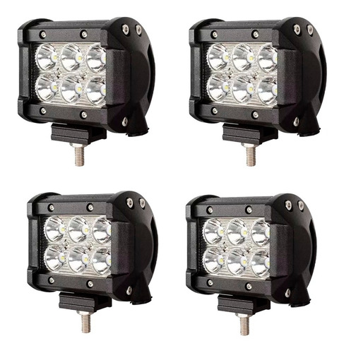 Kit 4 Faros Barra 6 Leds Luz Auxiliar Accesorio Camioneta 