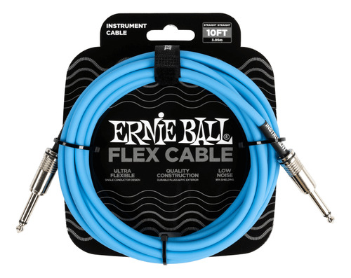 Cable De Audio Ernie Ball 3.048 Mts. Recto/recto Azúl 6412