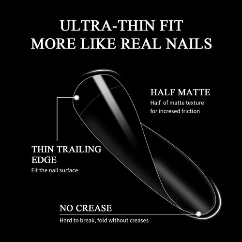 500 Puntas De Uñas Artificiales Acrílicas, 10 Tamaños De Uña