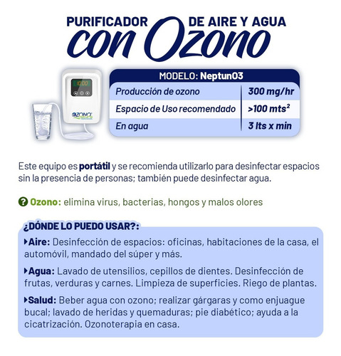 Imagen 6 de 10 de Purificador De Ozono Para Aire Y Agua- Neptuno