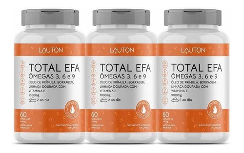 Combo 3 Total Efa Omega 3, 6, 9 1000mg 60 Capsulas Lauton