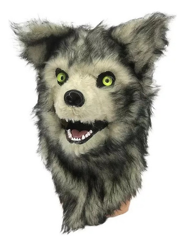 Cabeza De Lobo, Pelo Blanco, Máscara De Zorro, Boca Móvil