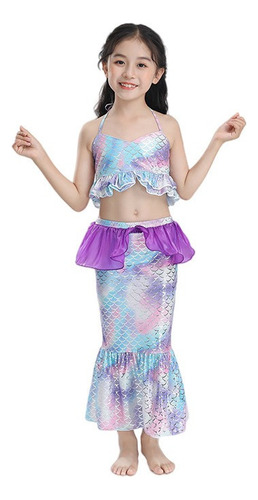 Traje De Baño De Sirena Con Estampado De Cola De Pez