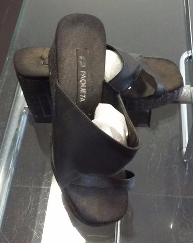 Sandalias Suecos Negros Marca Paquetas 37 