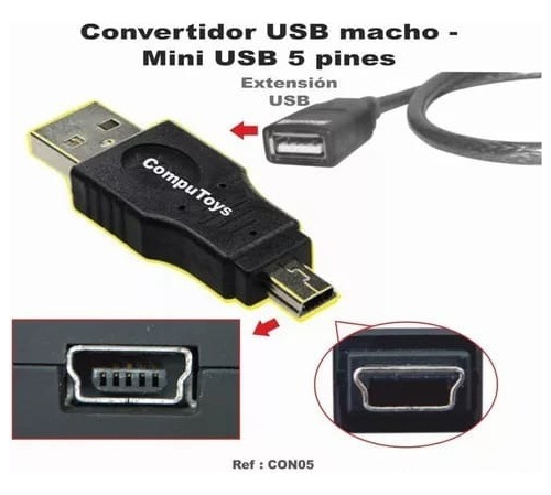 Conversor Usb Macho A Mini De 5 Pines