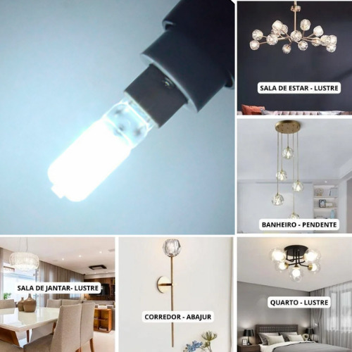 10 Lâmpada Led G9 9w Neon Halopin Dimmer Alta Performance Luz Branco-quente 127v