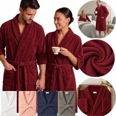 Roupão Adulto Microfibra Feminino Masculino Banho Inverno Bordô Stone Vermelho G