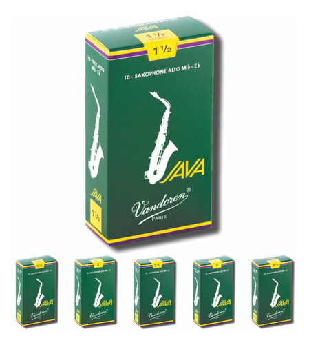 Vandoren 10 Palhetas Saxofone Alto Java Nº 1.5-2-2.5-3-3.5