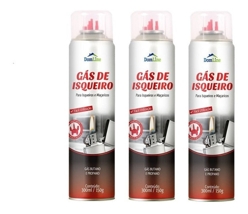 Kit 3 Gas Para Isqueiro Maçarico Com 5 Bicos Universal 300ml